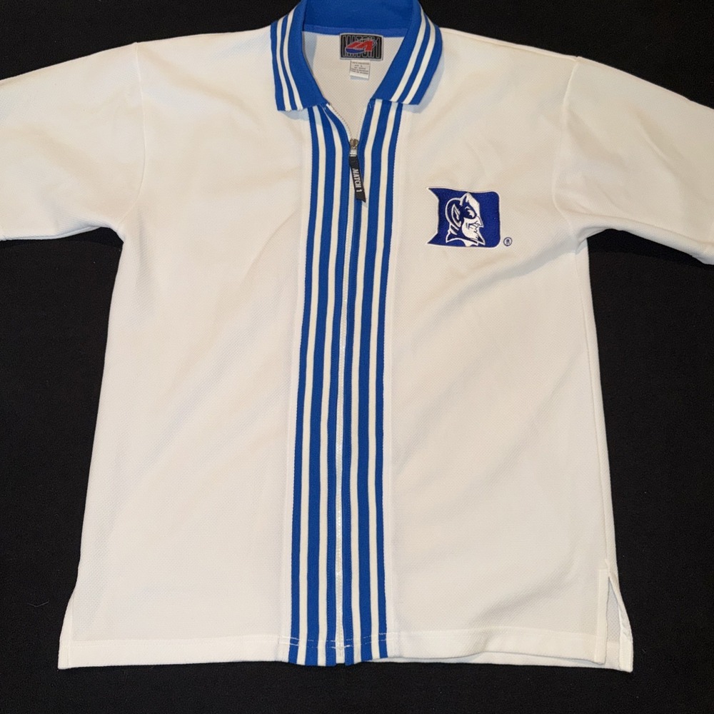 Duke‎ Blue Devils Match 1 Full Zip Up Short Sleeve Vintage Mens Large